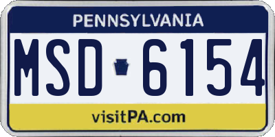 PA license plate MSD6154