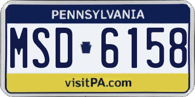 PA license plate MSD6158