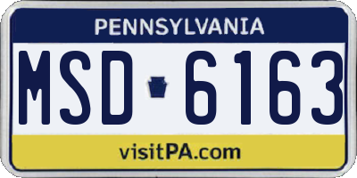 PA license plate MSD6163