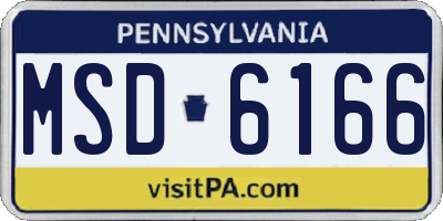PA license plate MSD6166