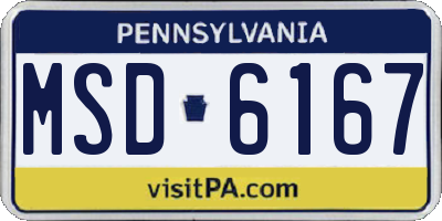 PA license plate MSD6167