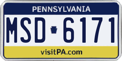 PA license plate MSD6171