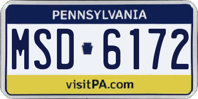 PA license plate MSD6172