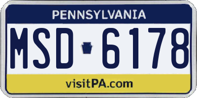 PA license plate MSD6178