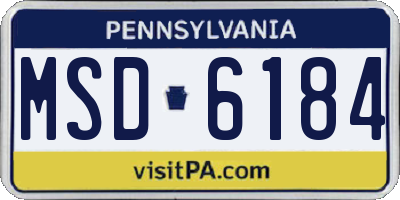 PA license plate MSD6184