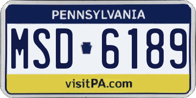 PA license plate MSD6189