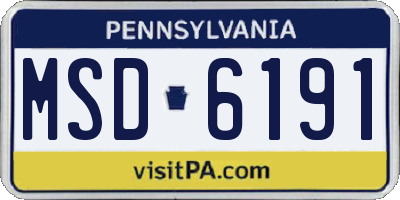 PA license plate MSD6191