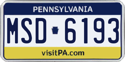 PA license plate MSD6193