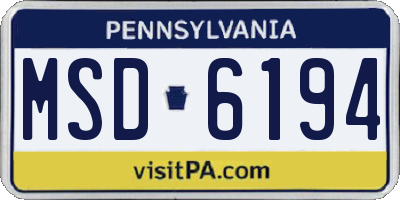 PA license plate MSD6194