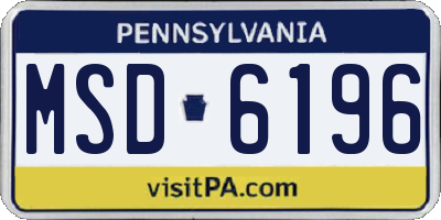 PA license plate MSD6196