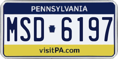 PA license plate MSD6197