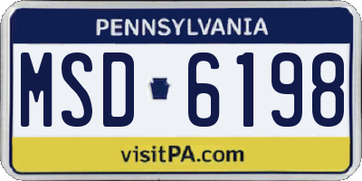 PA license plate MSD6198