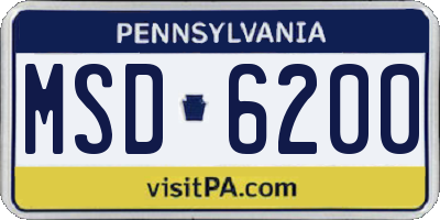 PA license plate MSD6200
