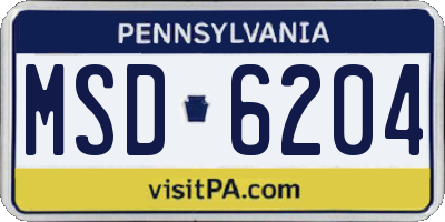 PA license plate MSD6204