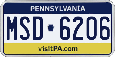 PA license plate MSD6206
