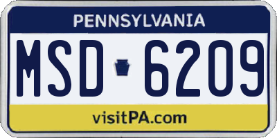 PA license plate MSD6209