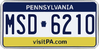 PA license plate MSD6210