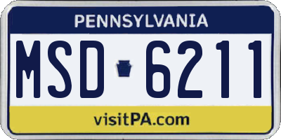 PA license plate MSD6211