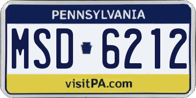 PA license plate MSD6212