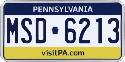 PA license plate MSD6213
