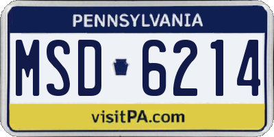 PA license plate MSD6214