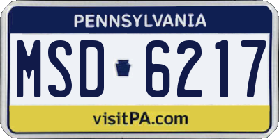 PA license plate MSD6217