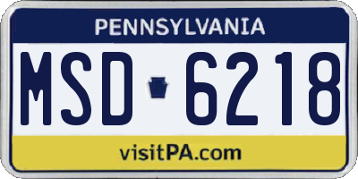 PA license plate MSD6218
