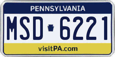 PA license plate MSD6221