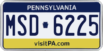 PA license plate MSD6225