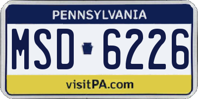 PA license plate MSD6226