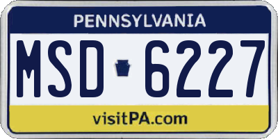 PA license plate MSD6227