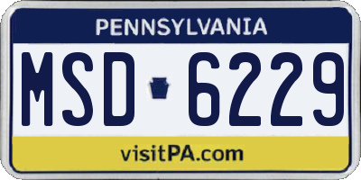 PA license plate MSD6229