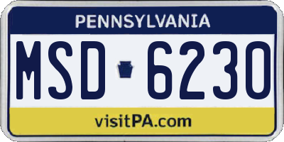 PA license plate MSD6230