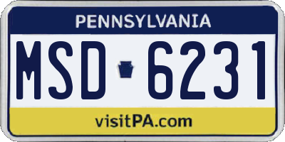 PA license plate MSD6231