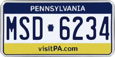 PA license plate MSD6234