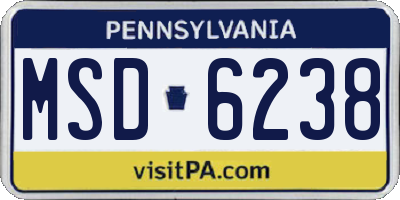 PA license plate MSD6238