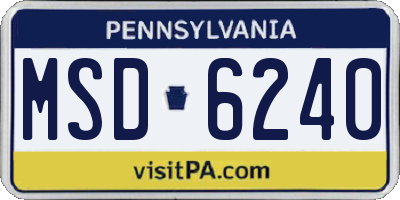 PA license plate MSD6240