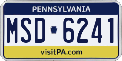 PA license plate MSD6241