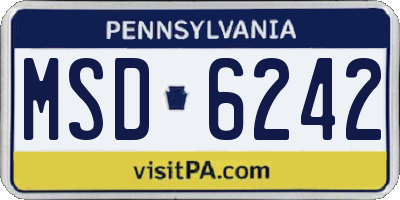 PA license plate MSD6242