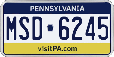 PA license plate MSD6245