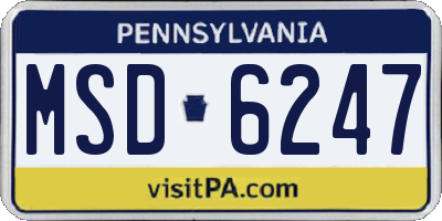 PA license plate MSD6247