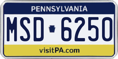 PA license plate MSD6250
