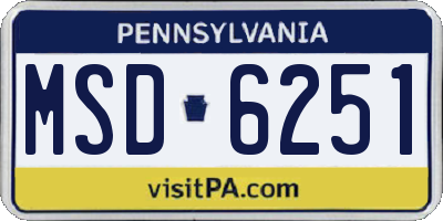 PA license plate MSD6251