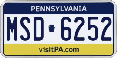 PA license plate MSD6252