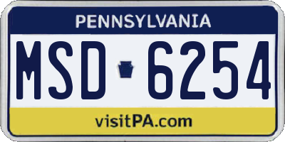 PA license plate MSD6254