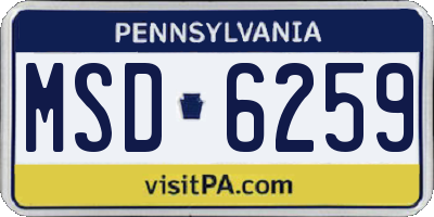 PA license plate MSD6259