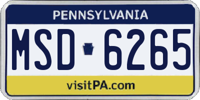 PA license plate MSD6265