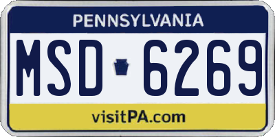 PA license plate MSD6269