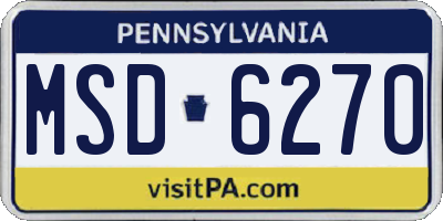 PA license plate MSD6270