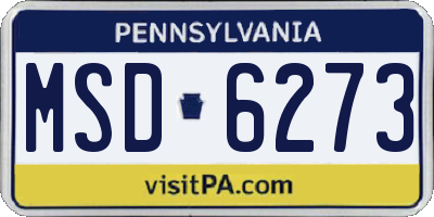 PA license plate MSD6273